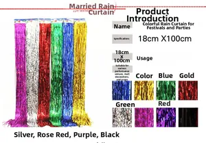 Detailed view of 18x100cm colorful tinsel fringe curtains for party background decor