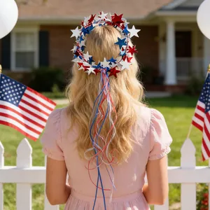 Serre-tête étoile du jour de l'indépendance USA avec rubans rouge blanc bleu