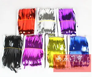Assorted colors of thickened metallic foil fringe curtains for party background decor.
