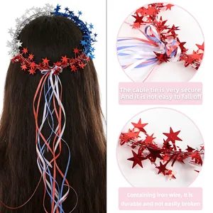 Couronne d'étoiles du Jour de l'Indépendance avec rubans rouge blanc bleu pour fête