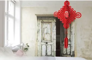 Red non-woven Chinese New Year hanging ornament with traditional Fu character