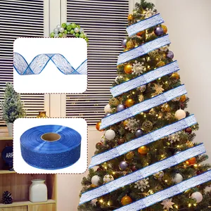 Glitter Messy Net Christmas Decoration Ribbon For Christmas Tree Gift Box Wrapping Sparkly Fabric Ribbon Festive Home Decor