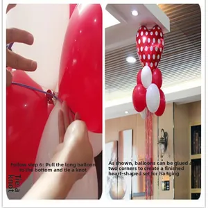 Step-by-step guide for assembling a heart-shaped balloon with rain silk tassels
