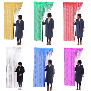 Multi-color metallic foil fringe curtains for party backdrop stage decoration 1x3m.