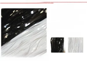 Tenda a frange in tinsel metallico da 2 m per decorazioni per feste in nero e bianco