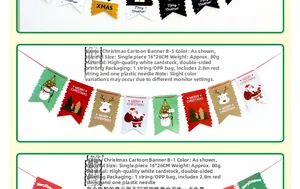 Ghirlanda natalizia in carta con motivi di Babbo Natale e renne per decorazioni di festa