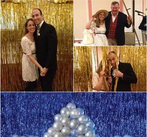 Decorative 2m metallic fringe curtain backdrop for wedding and party celebrations