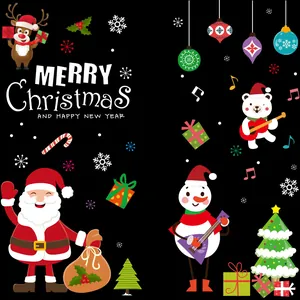 Pegatinas estáticas de Navidad para ventanas con Papá Noel, renos y motivos festivos