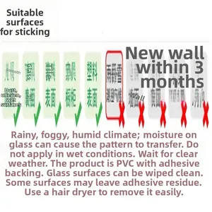 Guide d'application détaillé montrant les surfaces adaptées aux autocollants de fenêtre PVC