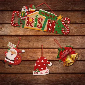 Christmas Glitter Foam Hanging Sign Santa Snowman Reindeer Tree Ornament For Festive Home Window Door Decoration