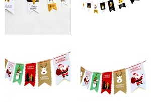 Vista dettagliata della ghirlanda natalizia in carta con Babbo Natale e con le renne