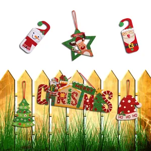 Festive Christmas foam board hanging ornaments set with Santa and Snowman designs