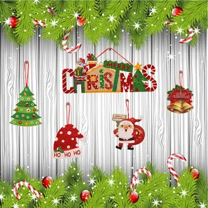 Festive Christmas foam board hanging ornaments set with Santa and bells decorations
