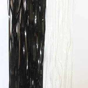 Premium 2m black and white foil fringe curtain for party backdrop and Halloween decoration