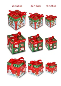 Juego de tres cajas de regalo de Navidad en diferentes tamaños con motivos navideños
