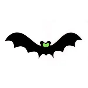 Decorazione di Halloween in feltro nero a forma di pipistrello con occhi verdi per feste