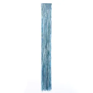 1m light blue holographic tinsel fringe curtain backdrop for party decoration