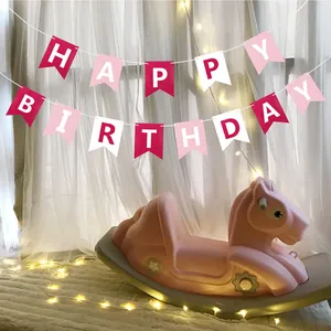 Striscione Happy Birthday in Carta a Coda di Rondine con Bronzatura Decorazione per Festa di Compleanno