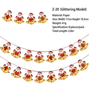 Detailed specifications for paper Christmas Santa bell banner including size and weight