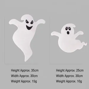 Two white felt ghost hanging ornaments with different sizes for Halloween decorations