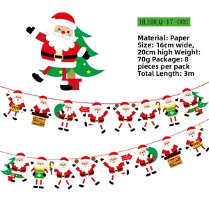 Detailed specs for Santa Claus paper banner garland, 3 meters long with 8 pieces