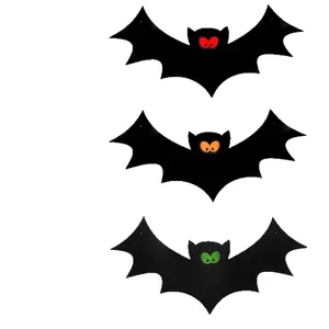 Set of three Halloween bat hanging decorations with colorful eyes for party decor