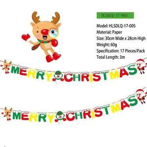 Colorful paper Merry Christmas banner garland for holiday party decoration