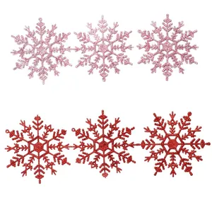Fiocchi di neve luccicanti in plastica per decorazioni albero di Natale