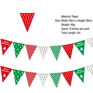 Christmas paper bunting banner details showing 3m length and 20x28cm size per flag