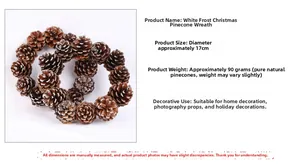 Handmade natural frosted pinecone wreath for Christmas home decoration, diameter 17cm