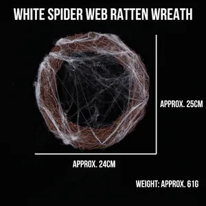 Handmade Halloween spider web rattan wreath decoration for scary party atmosphere