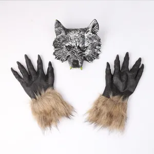 Gedetailleerd wolfsmasker en weerwolf klauwhandschoenen voor Halloween horror kostuums