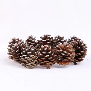 Natural pinecone Christmas wreath with silver tipped accents for festive holiday decor