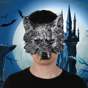 Gedetailleerd weerwolf masker met groene tanden voor Halloween feesten en decoraties