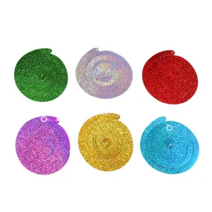 Set of 6 colorful laser glitter spiral hanging ceiling decorations for any party