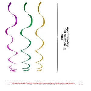 Detailed view of colorful metallic spiral hanging decorations with 100cm length