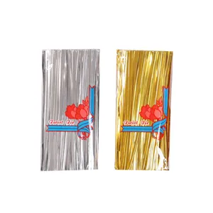 Goldene und silberne Metalldrahtbinder für Geschenkverpackungen in Klarsichtfolie