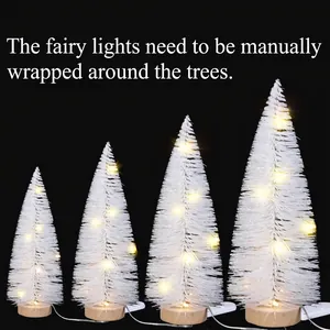 4er-Set weiße Mini-Weihnachtsbäume mit DIY-LED-Lichterketten für festliche Tischdekoration