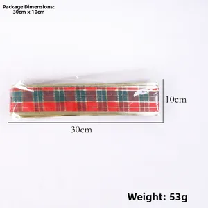 Detailweergave van Schots ruit kerstlint, verpakkingsmaat 30x10cm en gewicht 53g