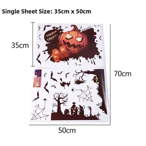 Specifiche dimensionali dettagliate per adesivi statici di Halloween con design di zucca