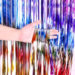 Gradient Regenbogen Lametta Fransen Vorhang Metallic Folie Streamer Hintergrund Für Geburtstag Hochzeit Party Dekoration Mall Event