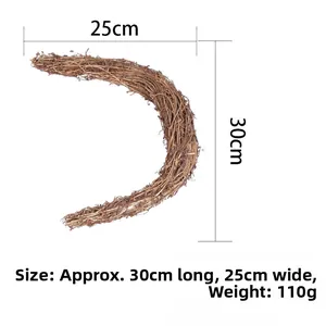 Detailed view of 30cm natural moon vine wreath for DIY holiday crafts and decorations.
