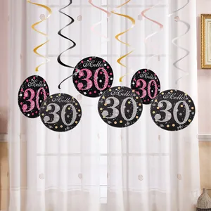 30th Birthday Party Decorations Hanging Swirls Hello 30 Numeric PVC Cardstock Ceiling Decor Anniversary Supplies