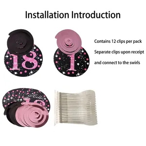 Assembly guide for 18th birthday party spiral ceiling decorations with clips