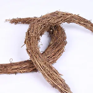 Detailed macro shot of a natural grapevine wreath showing its rustic texture and weave