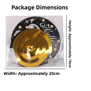 Detaillierte Verpackungsabmessungen für goldene und schwarze Party-Spiral-Dekorationen