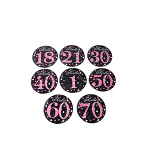 Set of black and pink glitter birthday number hanging signs for party anniversary decorations