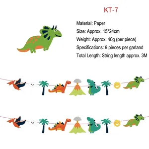 Dinosaur theme party banner with cartoon characters for children birthday decoration