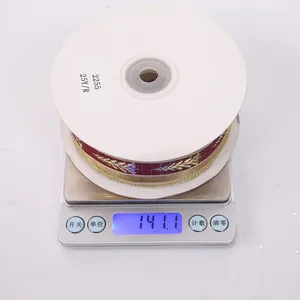 Weight measurement of burgundy and gold Christmas wired ribbon for gift wrapping