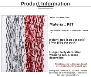Detaillierte Spezifikationen für gewellte Metallic-Lametta-Vorhänge für Partys
